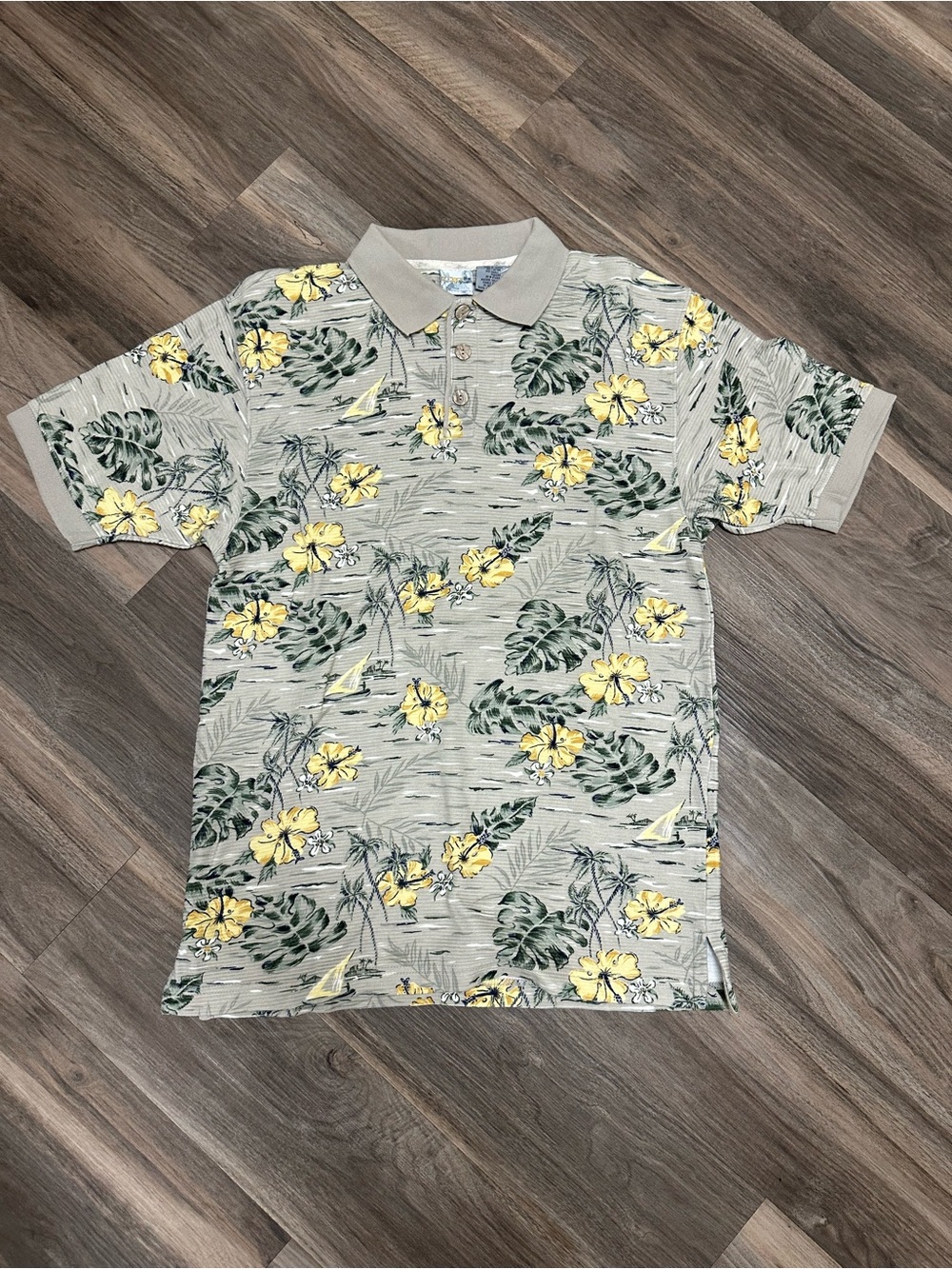 Vintage OP Ocean Pacific Tropical Print Polo Shirt